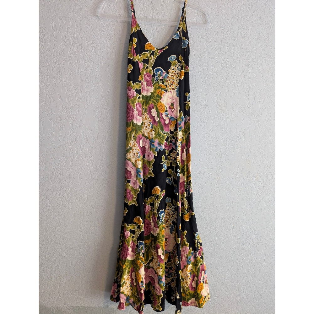 90's Betsey Johnson Vintage Black Label Floral Maxi Dress Black Floral Strapless